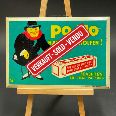 "Po-Ho hat mir geholfen": Blechschild aus Hamburg, um 1930