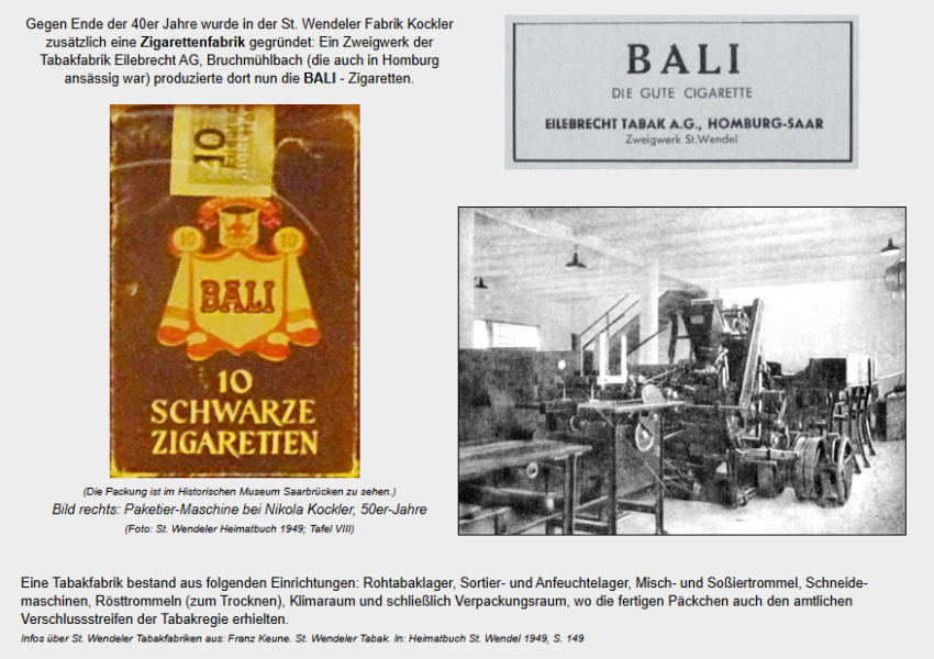 Viele Infos über die saarländische Tabakindustrie findet man Saar-Nostalgie, hier ein Screenshot der empfehlenswerten, hochinformativen und interessanten Webseite.