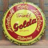 GOLDA - 1950er Jahre Limo-Emailschild in Kronkorken-Form - Top-Zustand!