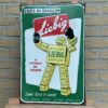LIEBIG: Emailschild Brühwürfel-Roboter, kräftige Farben, schöner Glanz, Belgien 1956