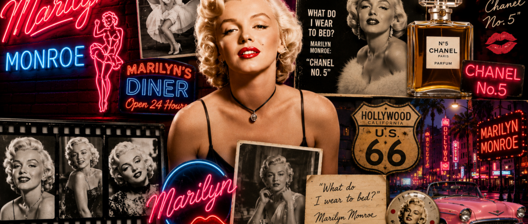 Das Gesicht von Marilyn Monroe schmückt Poster, Blechschilder, Neonreklamen, Kalender, Uhren und zahllose Sammlerartikel.