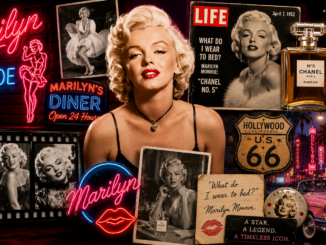 Das Gesicht von Marilyn Monroe schmückt Poster, Blechschilder, Neonreklamen, Kalender, Uhren und zahllose Sammlerartikel.