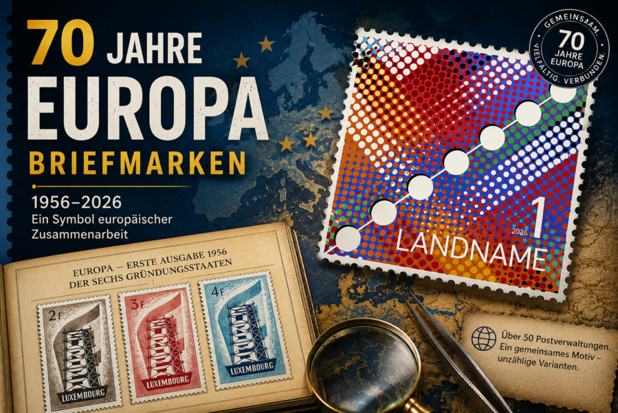 Vor 70 Jahren begann eine der erfolgreichsten Gemeinschaftsausgaben der europäischen Philatelie. Im Jahr 1956 gaben Belgien, Frankreich, Deutschland, Italien, Luxemburg und die Niederlande erstmals eine gemeinsame Briefmarke heraus.