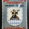 Sauermann's Fleischwaren - Emailschild, 1920er Jahre, toller Zustand, herrliche Oberfläche!