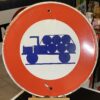 Gefahrentransport-Verbot: Seltenes emailliertes Verkehrsschild aus Frankreich um 1950