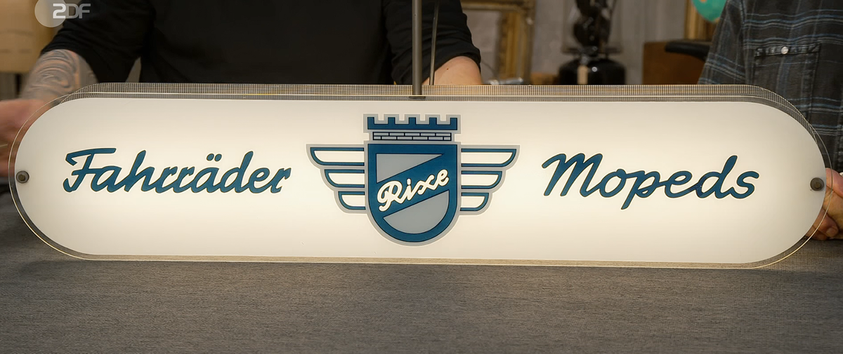 Leuchtreklame Rixe Fahrräder Mopeds Bares für Rares 2