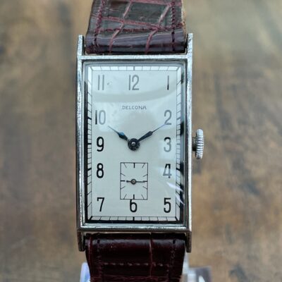 Vintage Delcona Art-Déco Armbanduhr – Silber 835 – Handaufzug – ca. 1930er