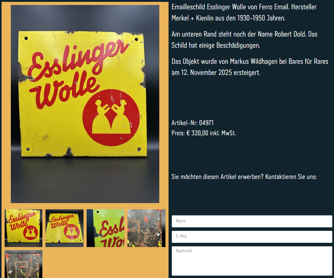 esslinger wolle emailschild bfr 4